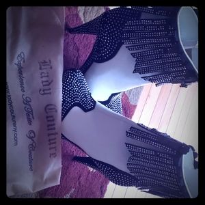 Black n white blinged booties